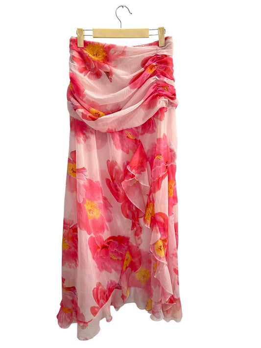 Floral Chiffon Ruffle Split Leg Maxi Skirt