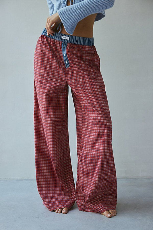 Plaid Cotton Pants (Have Pockets)