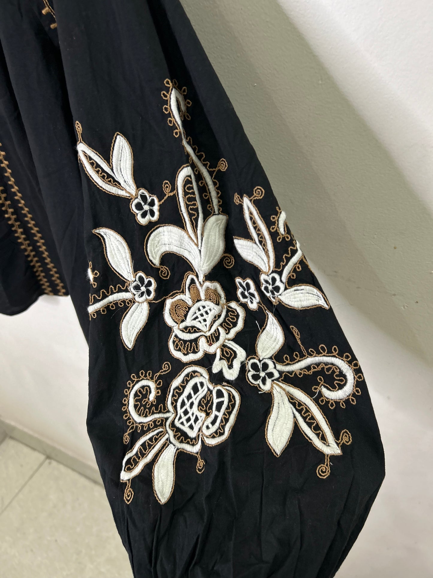 Cotton Black Embroidered Top