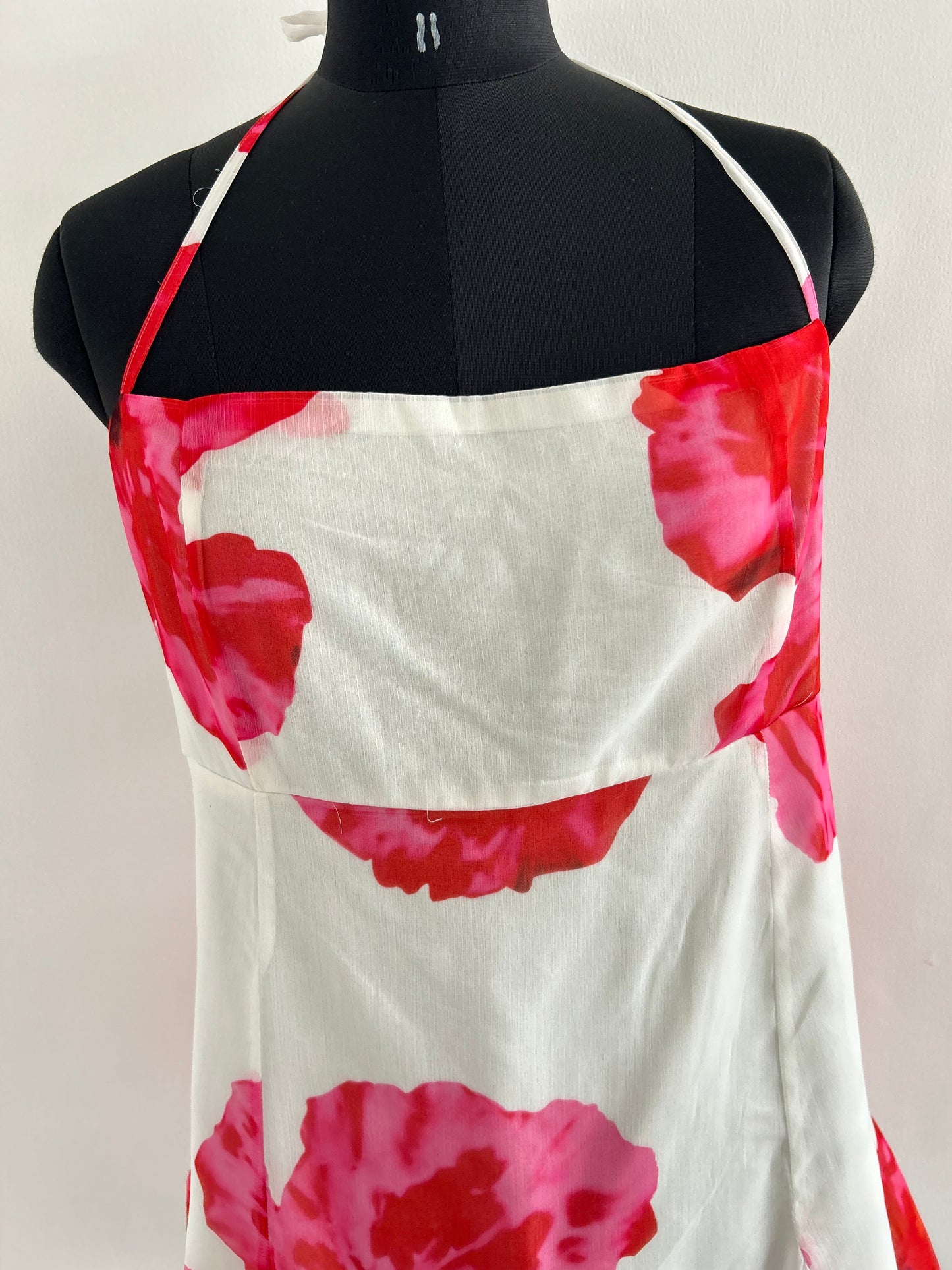 Boohoo floral chiffon strappy mini dress pink floral print