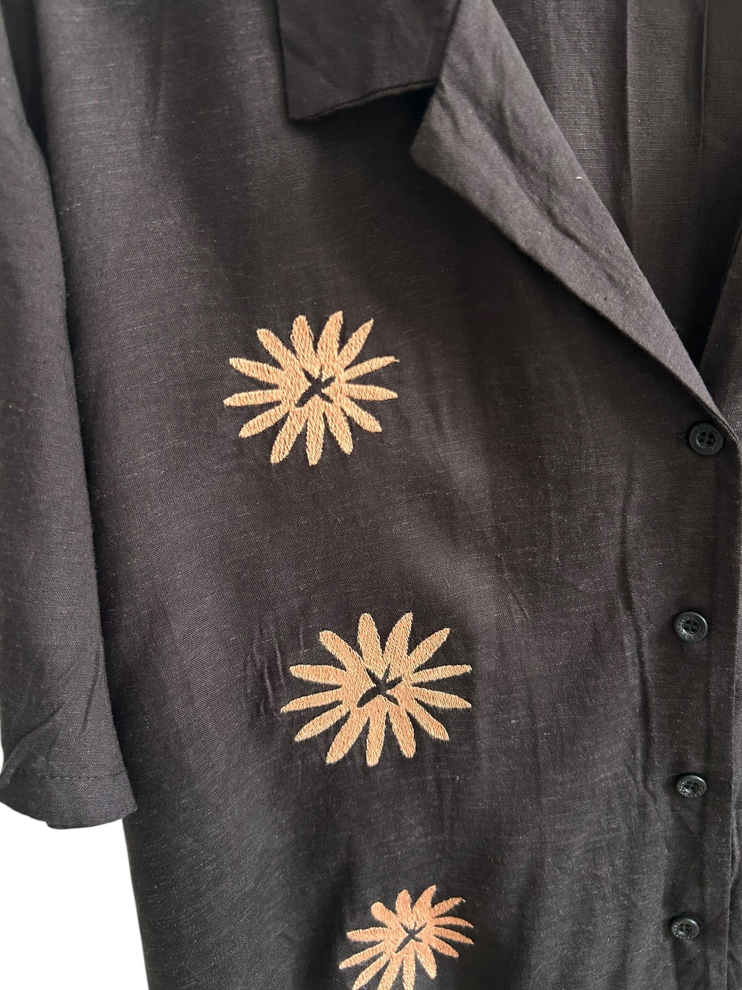 Cotton Black Embroidered Shirt