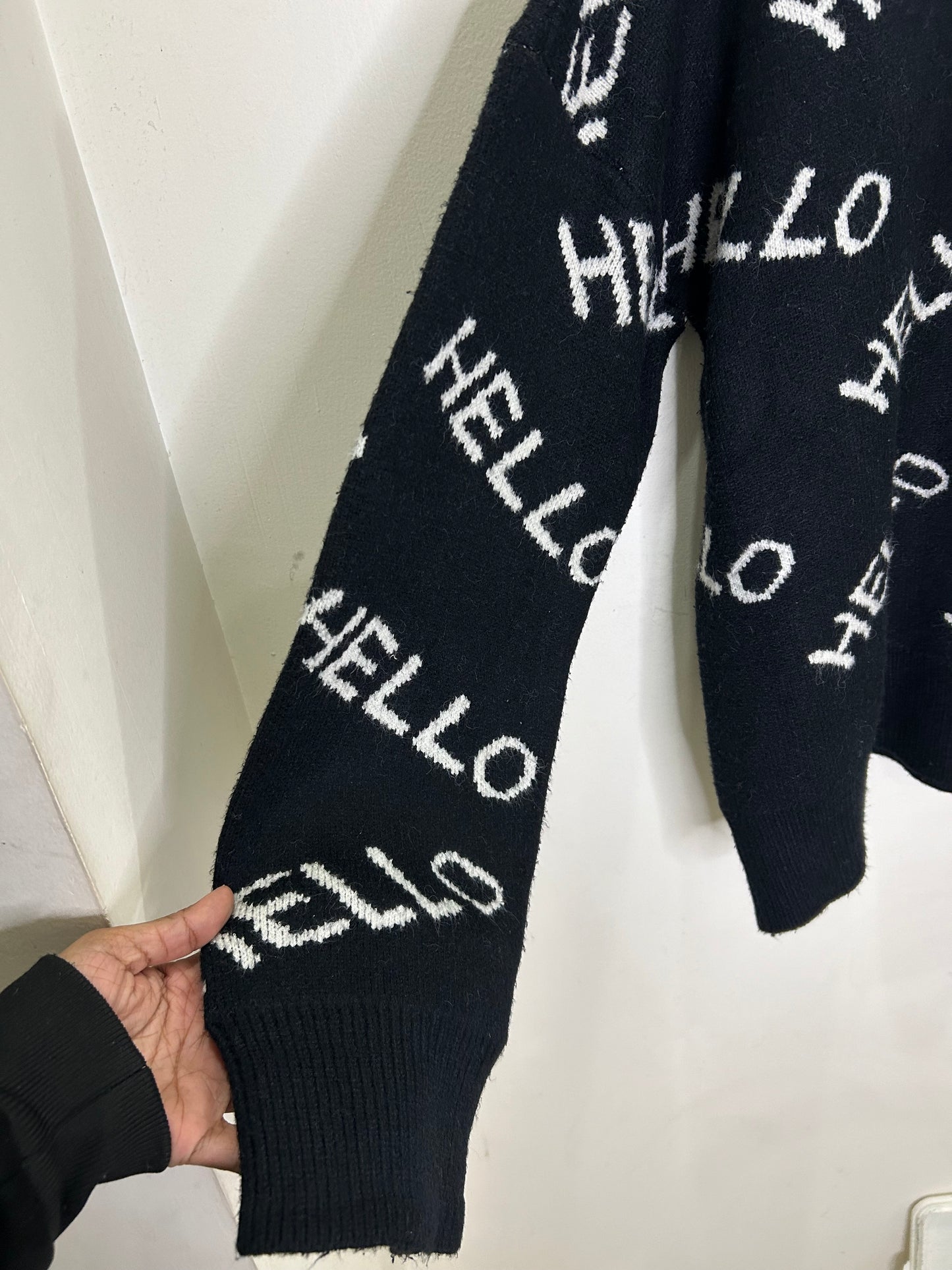 Hello Black Sweater