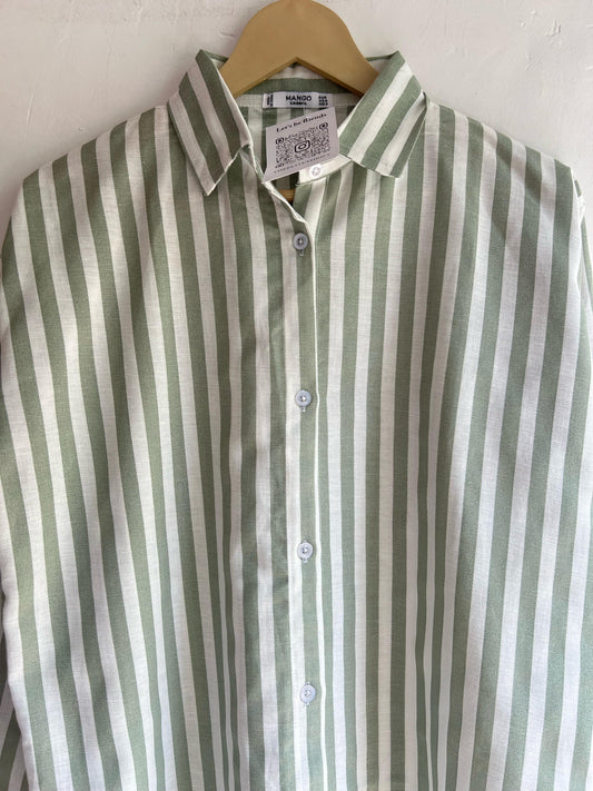 Green Cotton Striped Shirt