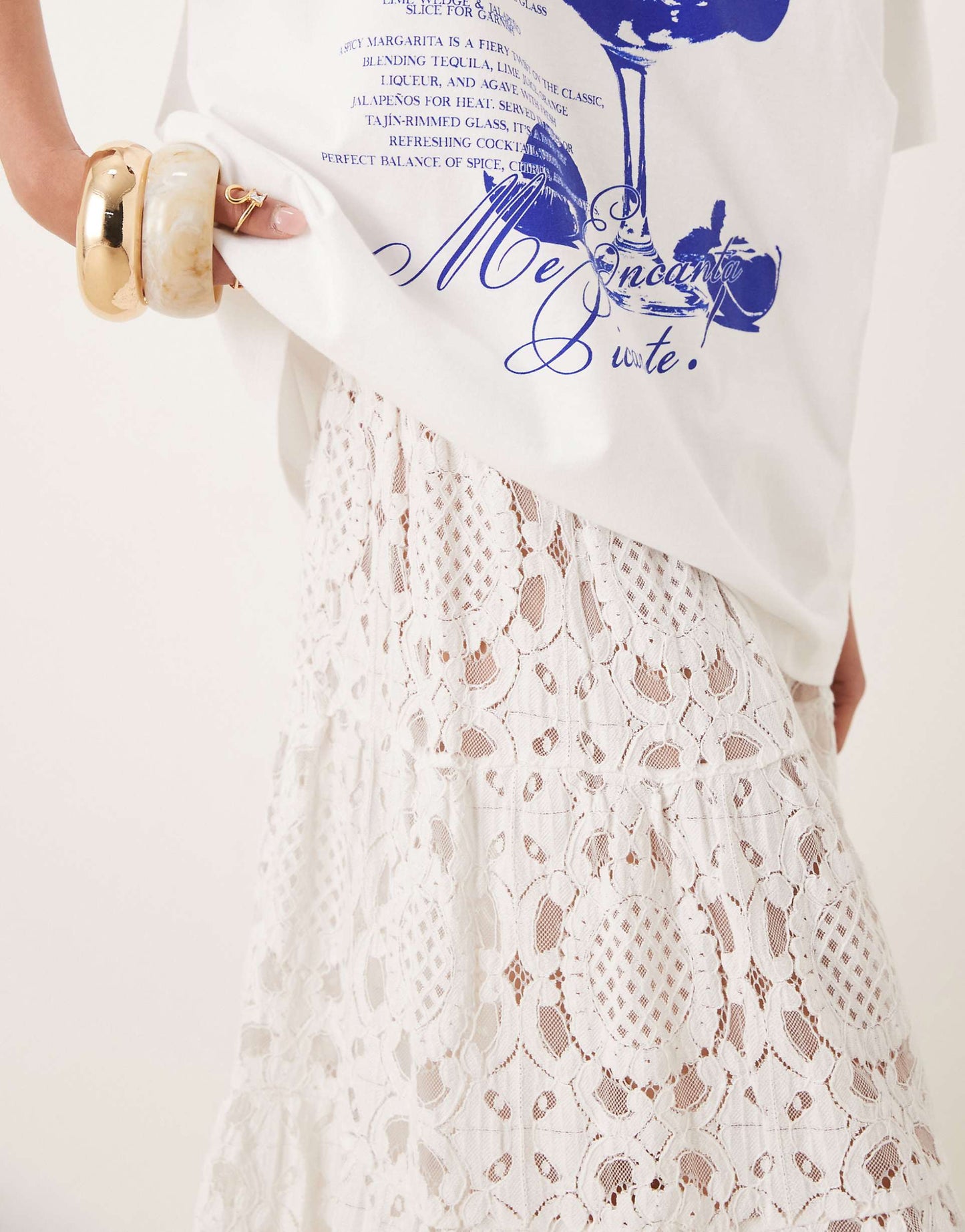 ASOS DESIGN tiered textured lace maxi skirt