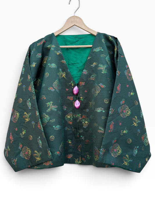 Green Vintage Floral Jacket: 46”
