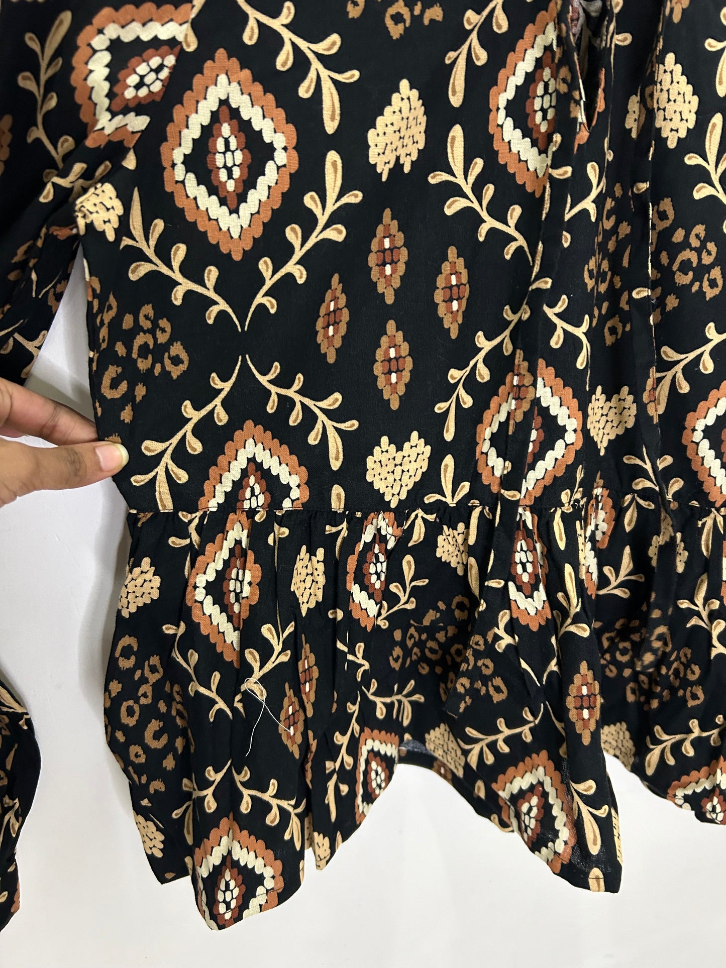 Cotton Brown Knot Blouse Top