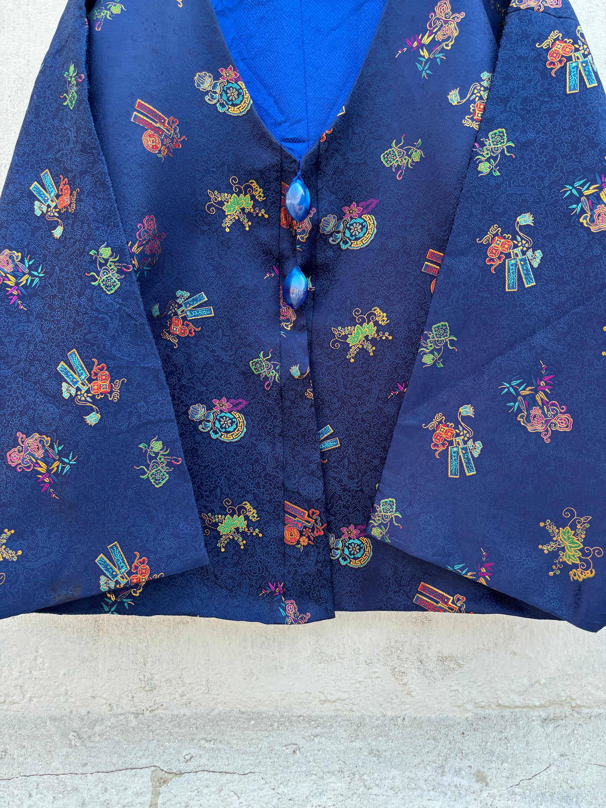 Blue Vintage Floral Jacket: 48”