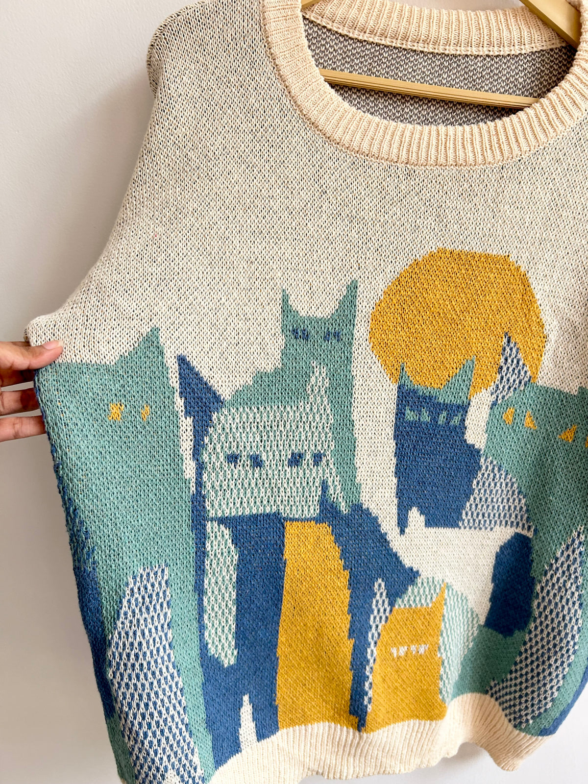 Abstract Cats Knit Sweater