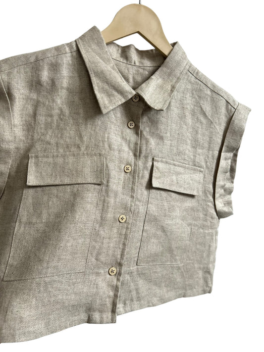 Beige Crop Shirt