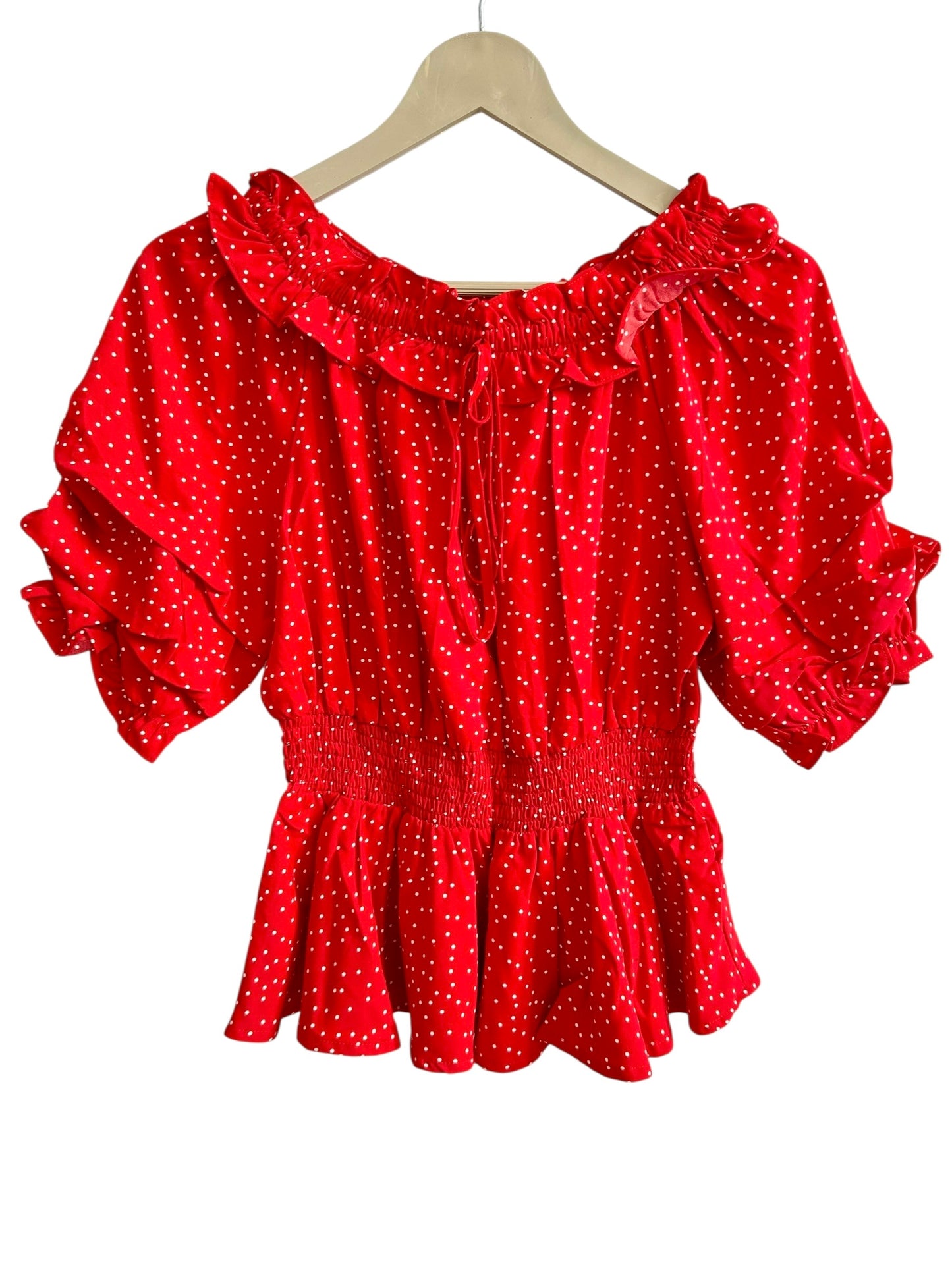 Red polka dot top