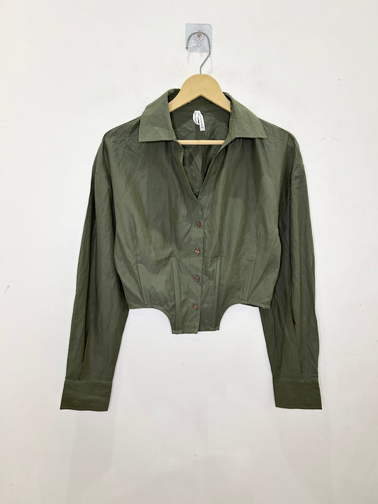 Crop Structured Shirt: Chest-38”