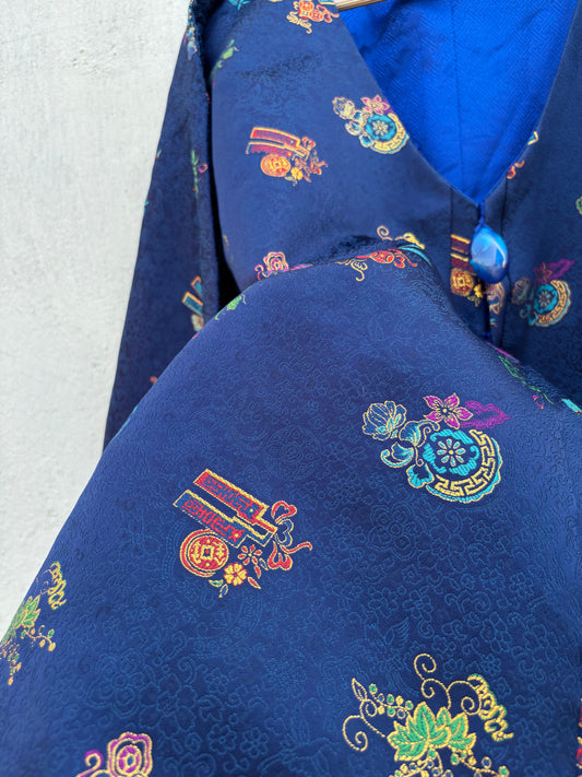 Blue Vintage Floral Jacket: 48”