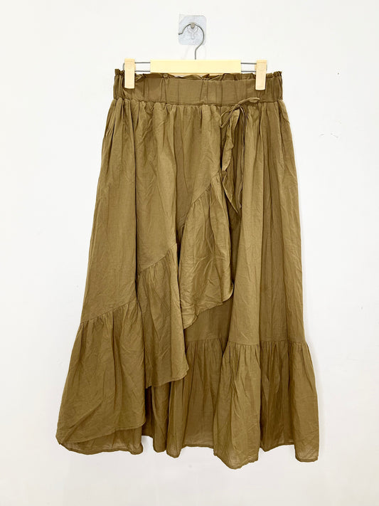 Wrap Ruffle Cotton Skirt