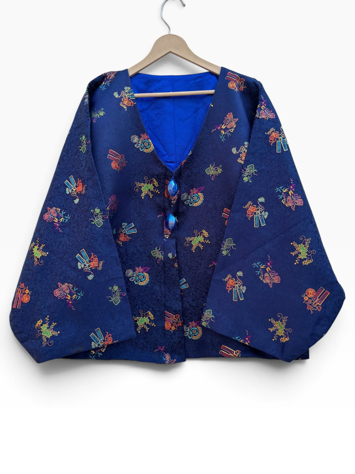 Blue Vintage Floral Jacket: 48”