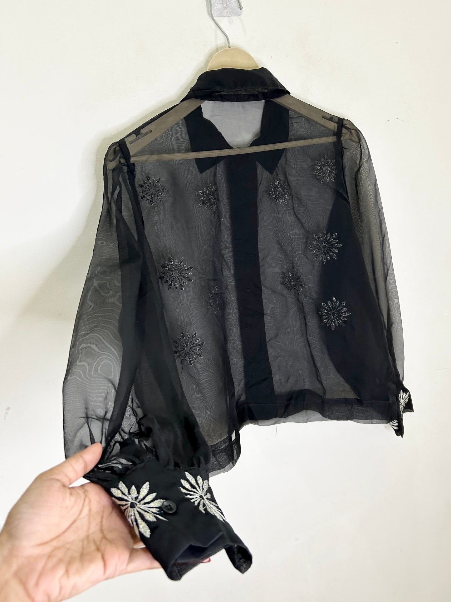 Mesh Silver Embroidered Shirt