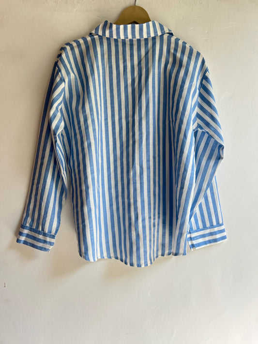 Blue Cotton Striped Shirt