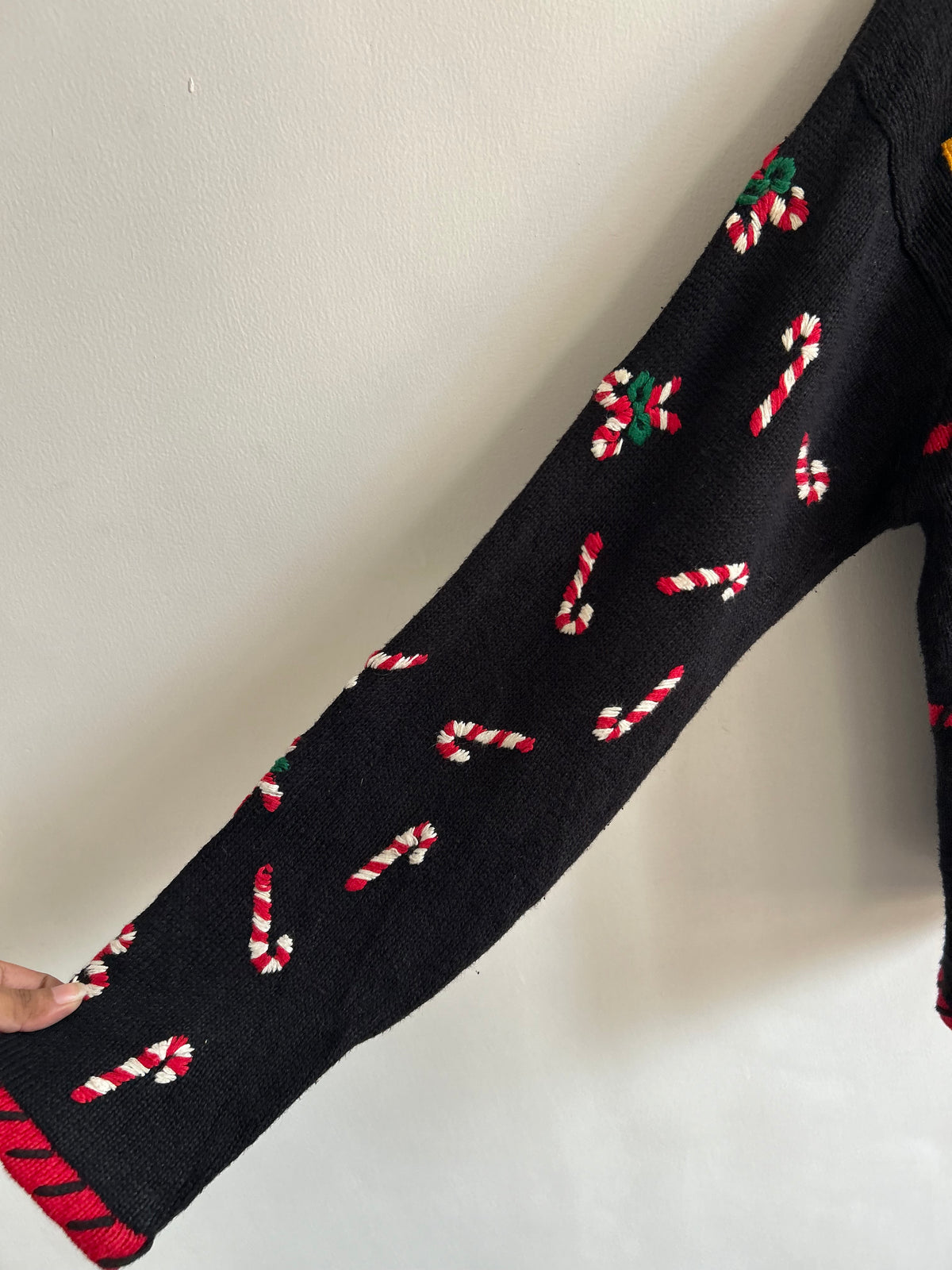 Teddy Bear Christmas Stocking Black Cardigan