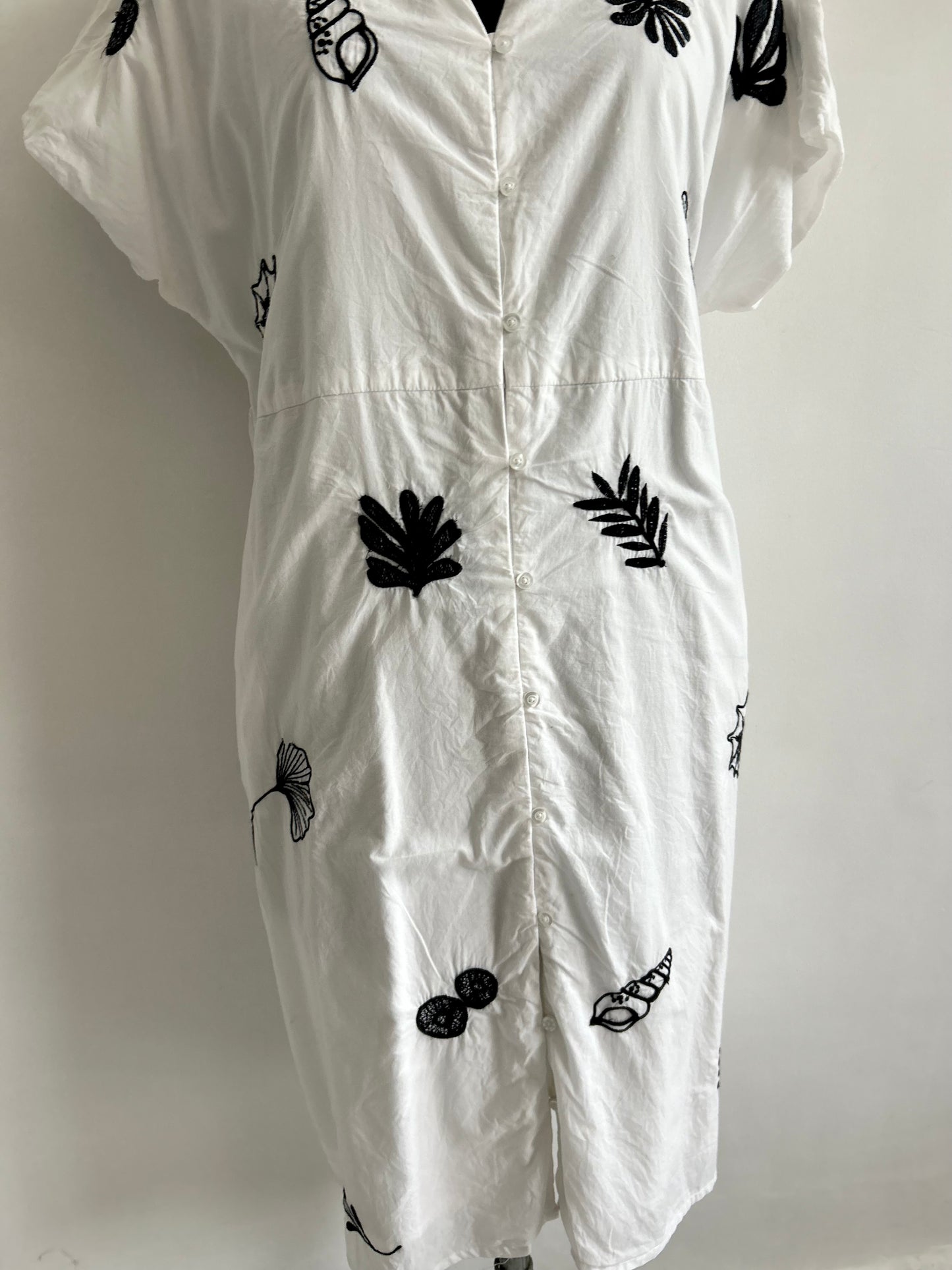 White Cotton Embroidered Dress