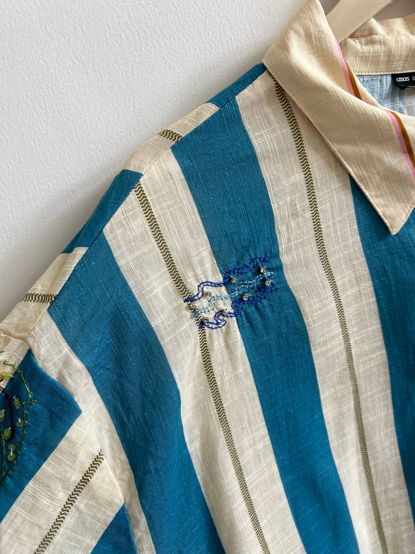 Cotton Embroidered Striped Shirt