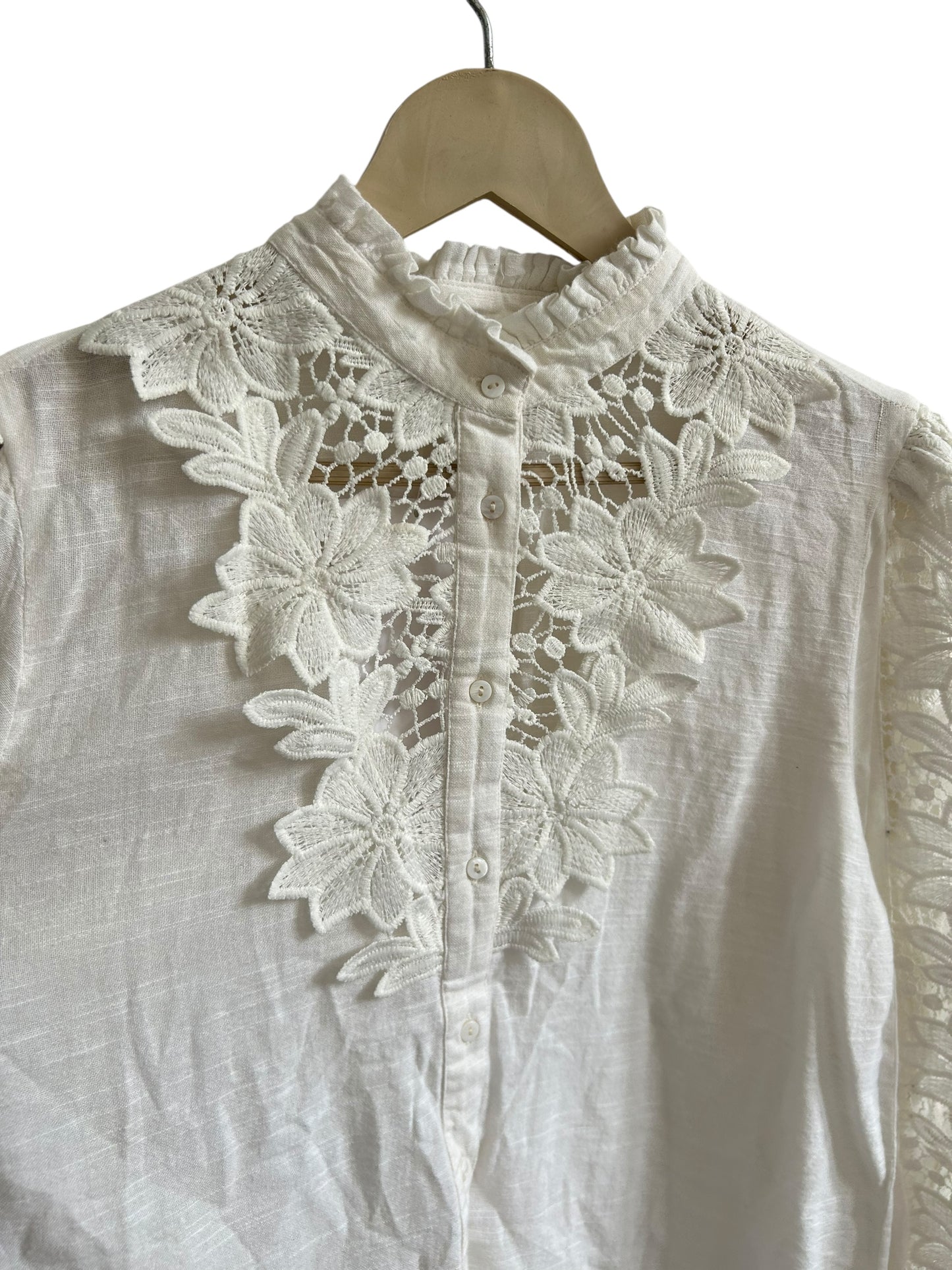 White Cotton Floral Top