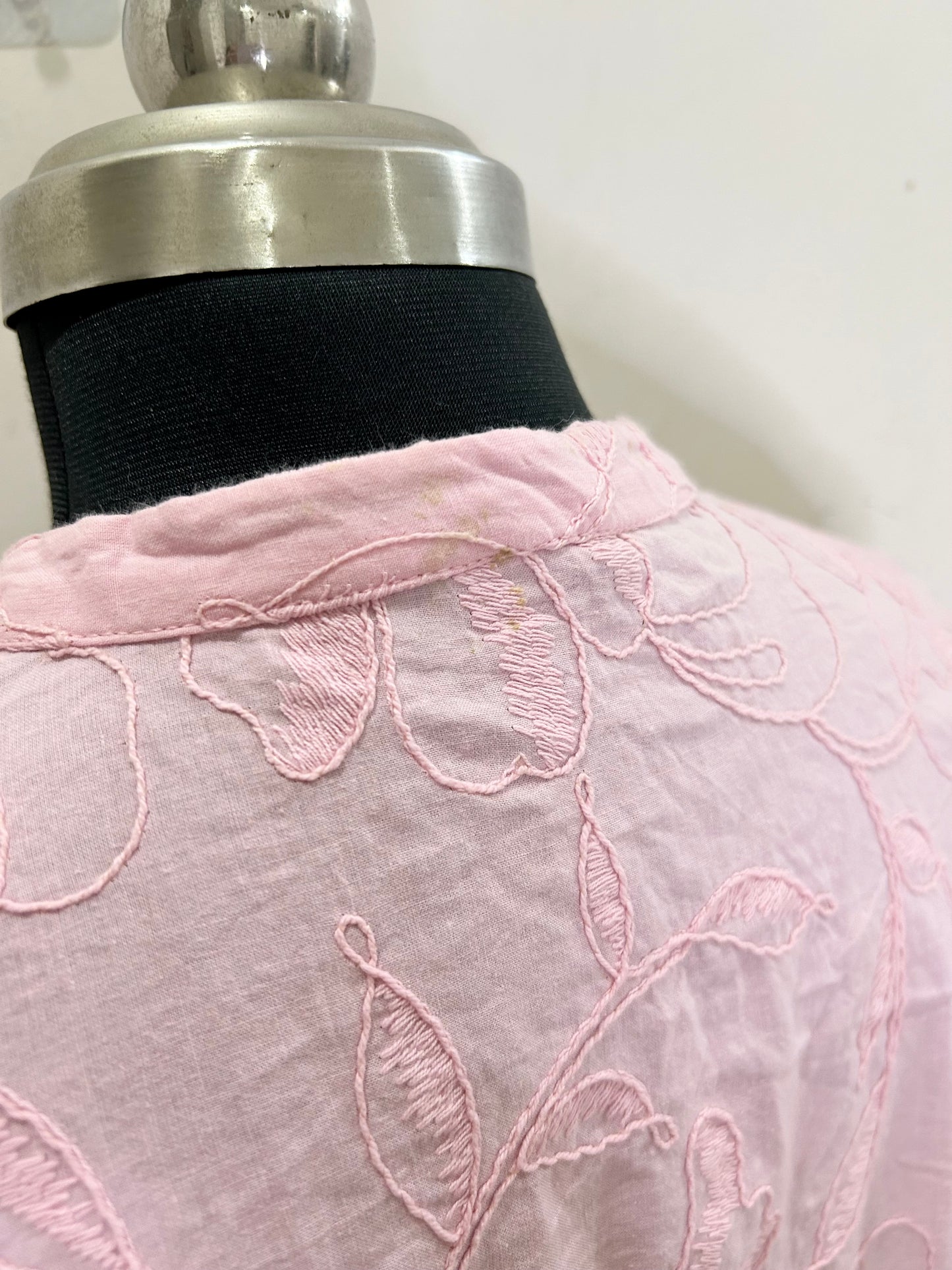 Pink Embroidered Cotton Dress