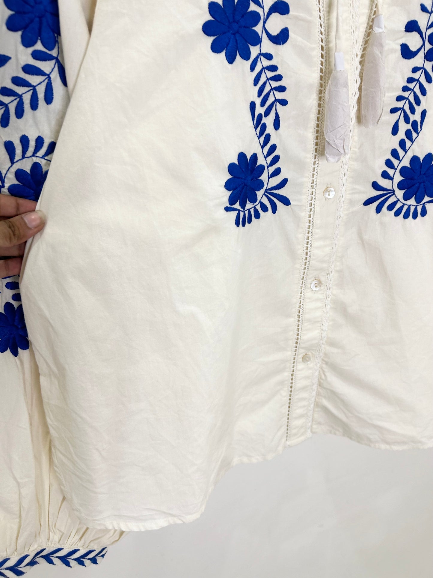 White Cotton Embroidered Blouse