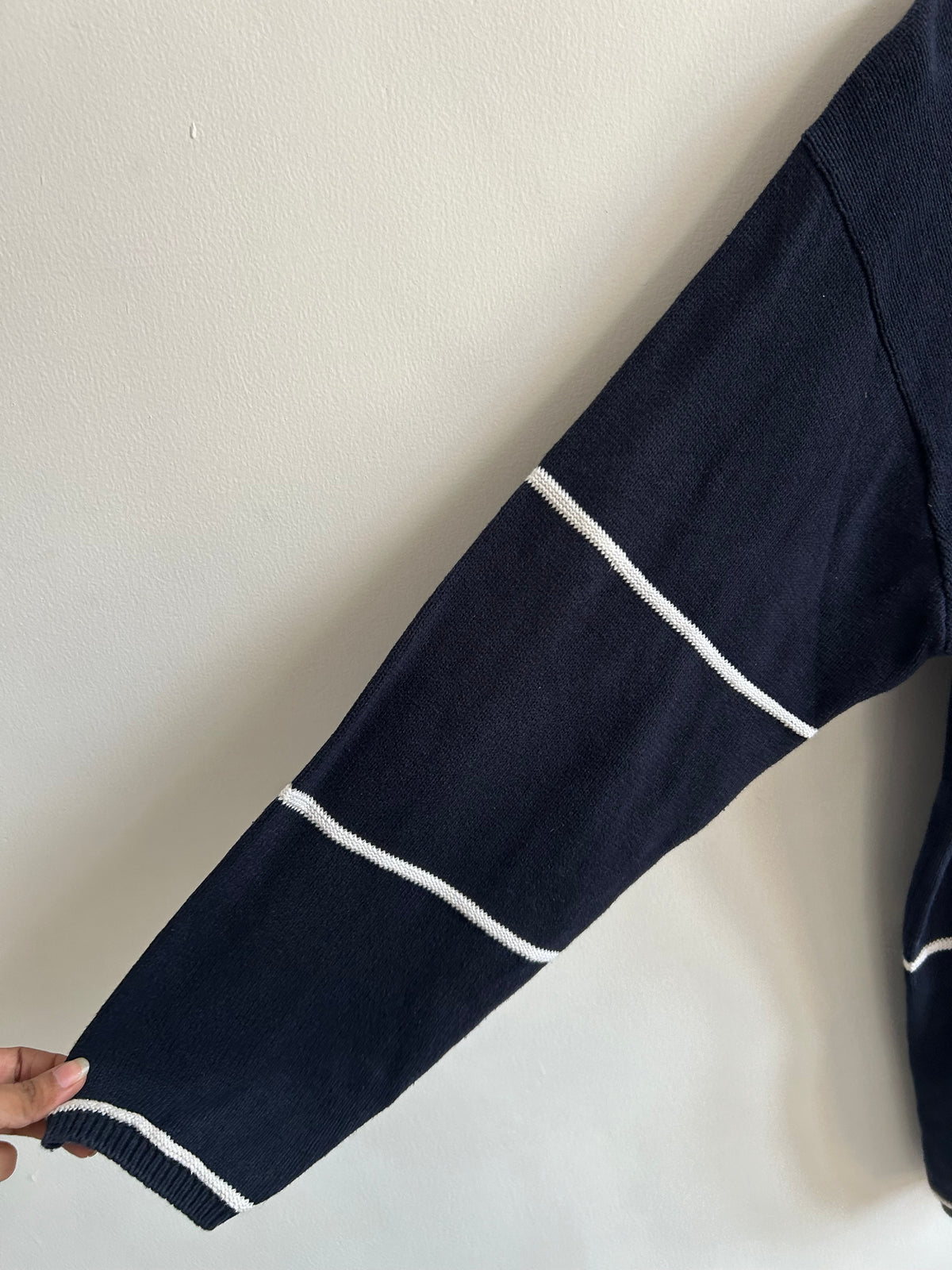Vintage Botanical Garden Knit Navy Blue Sweater