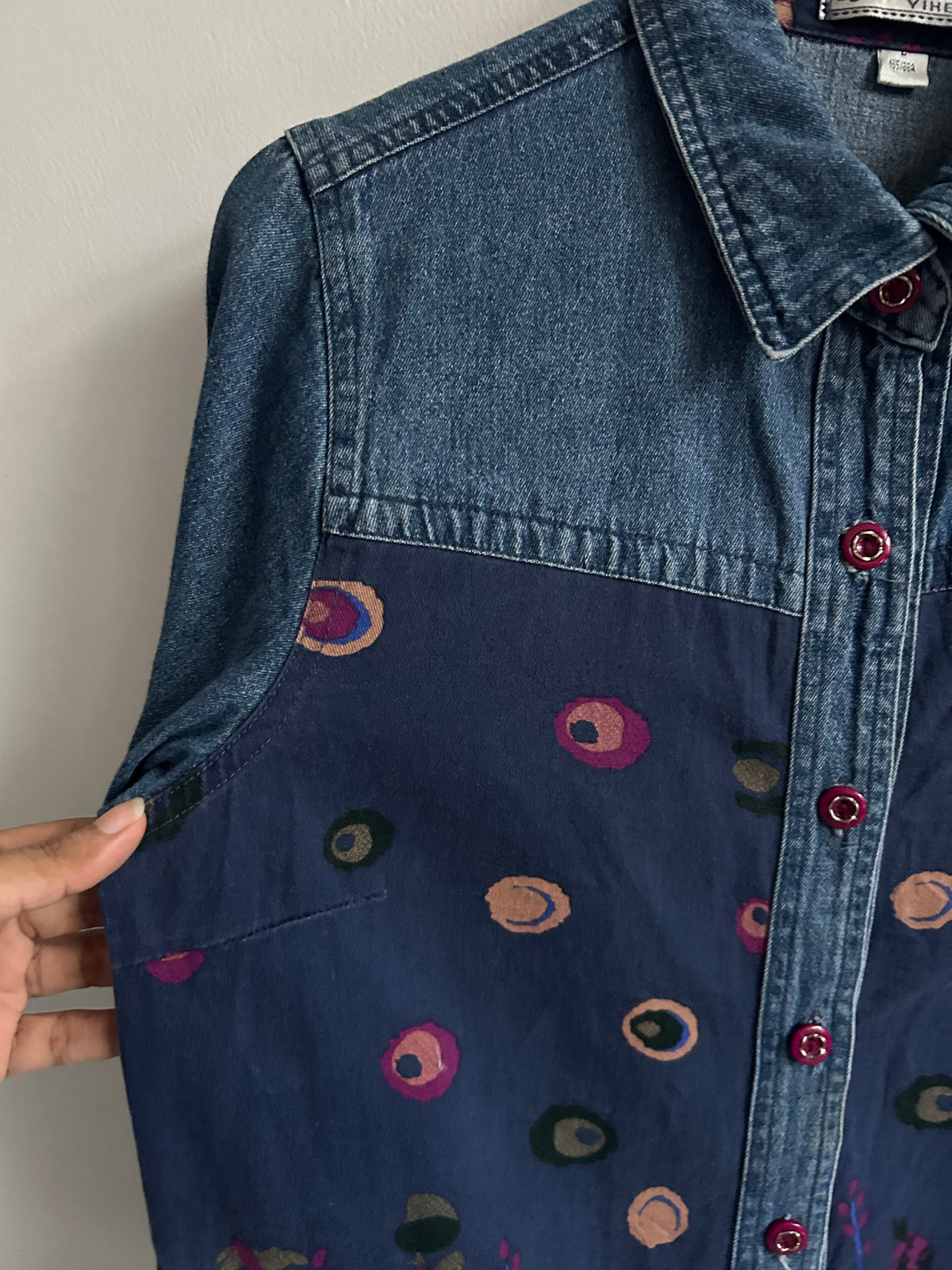 Floral Denim Shirt: 38”
