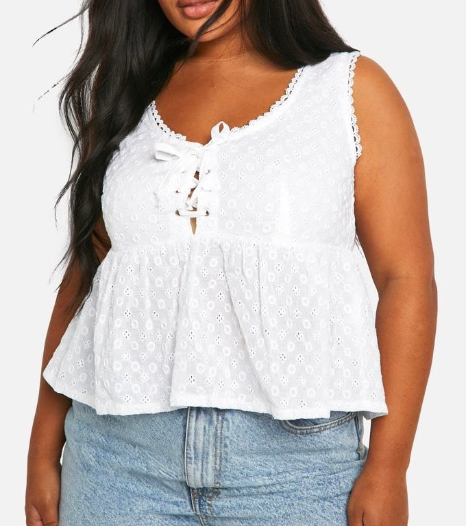Boohoo White Cotton Top