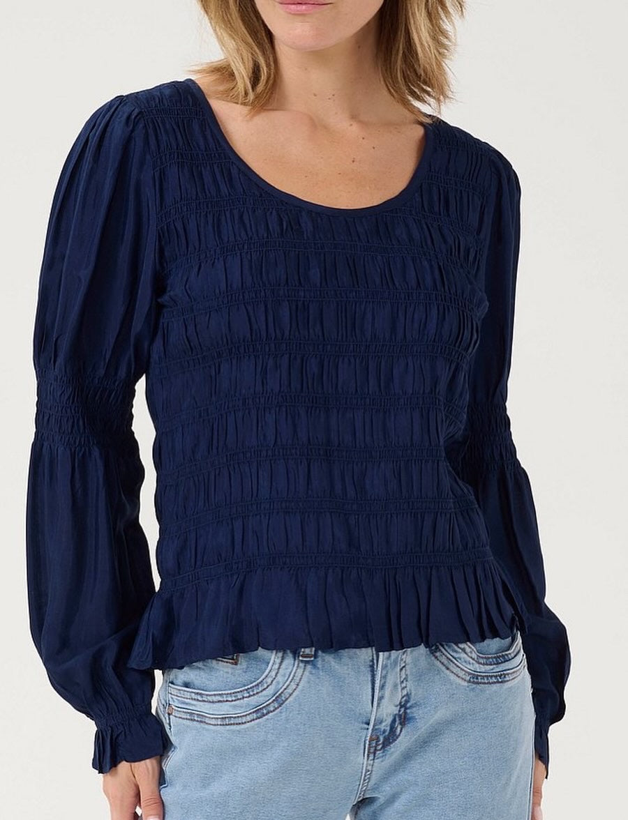 Blue Ruched Top