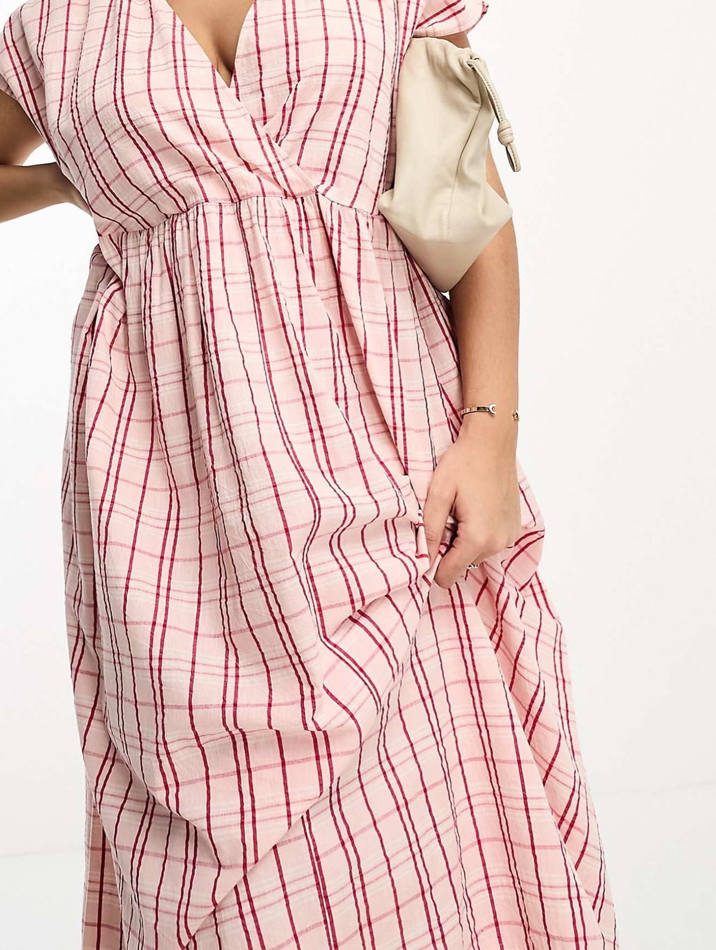 ASOS DESIGN cotton V-neck midi smock dress