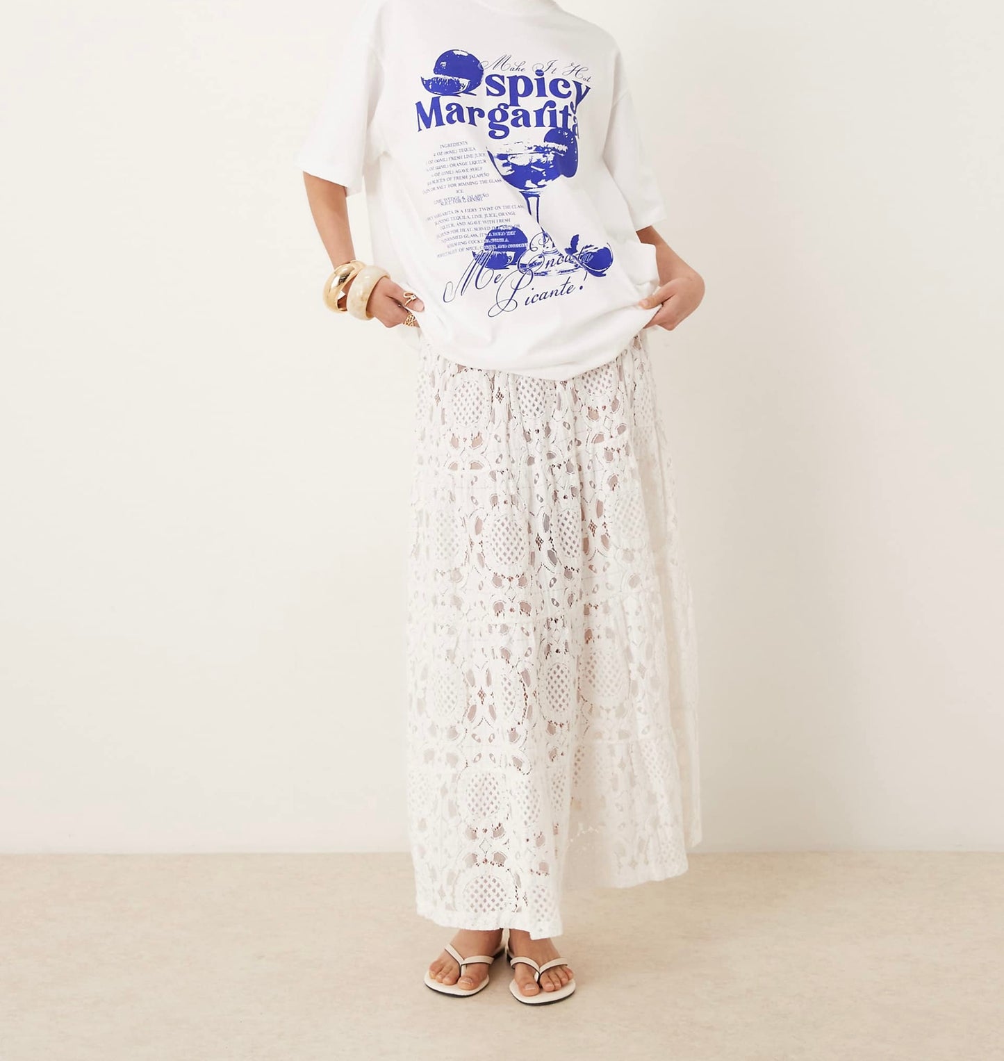 ASOS DESIGN tiered textured lace maxi skirt