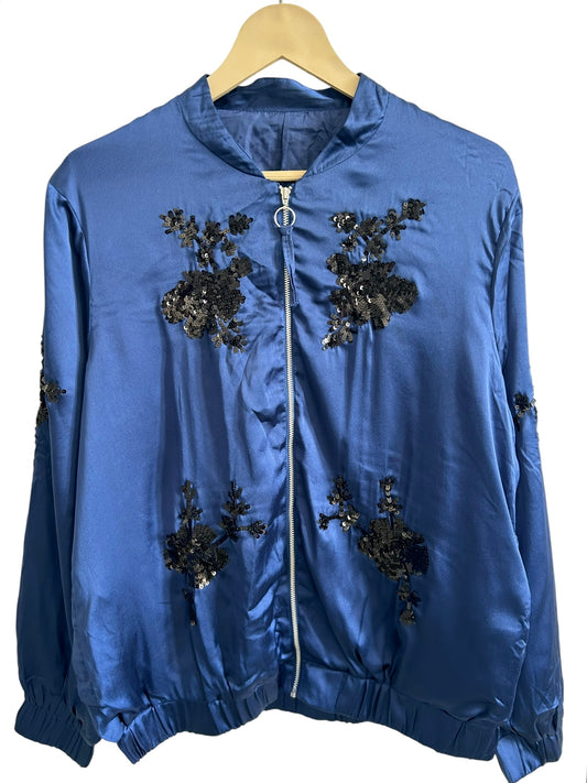 Sequinned Embellished Satin bomber jacket