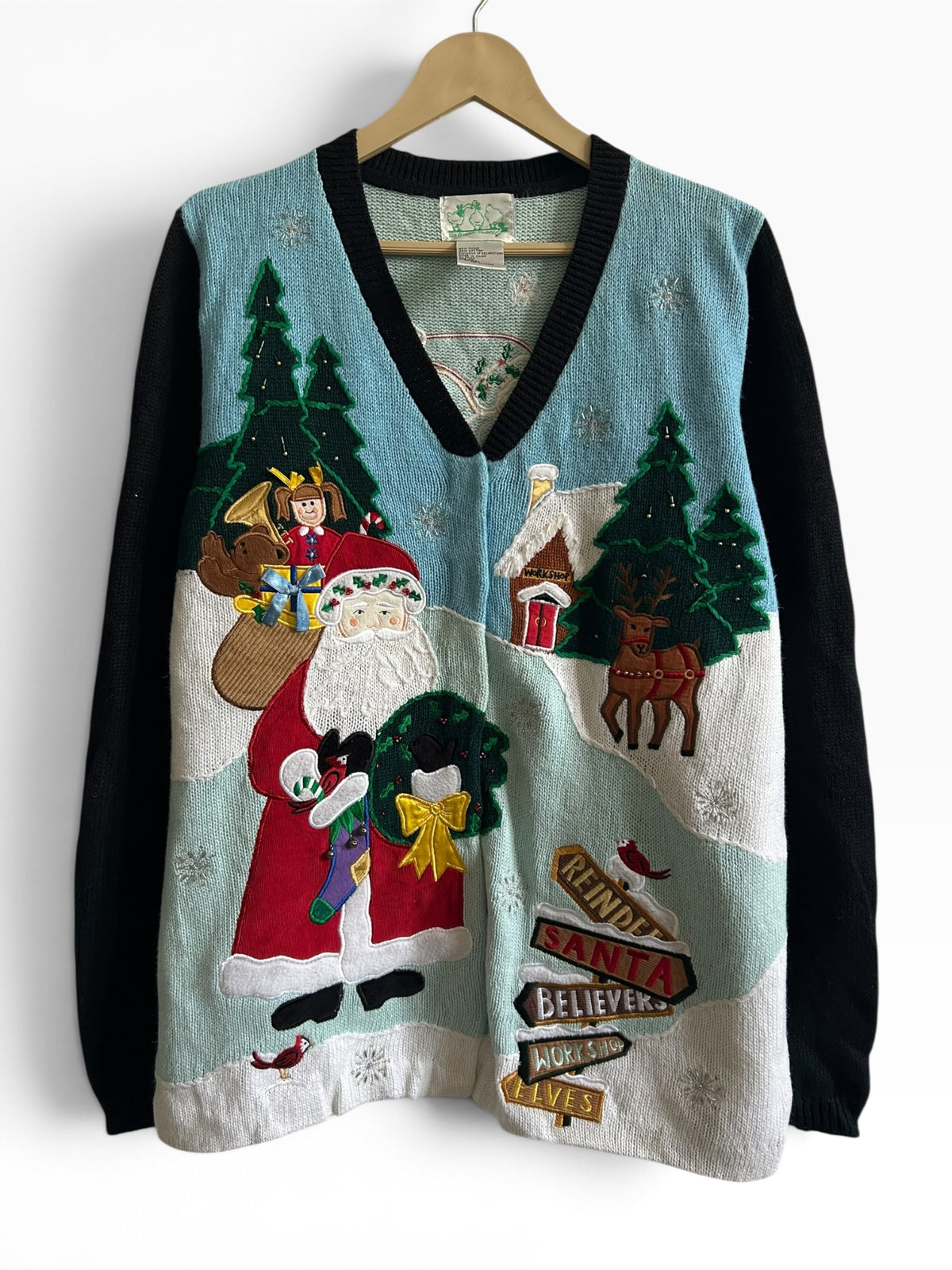 Vintage Santa & Reindeer Christmas Cardigan