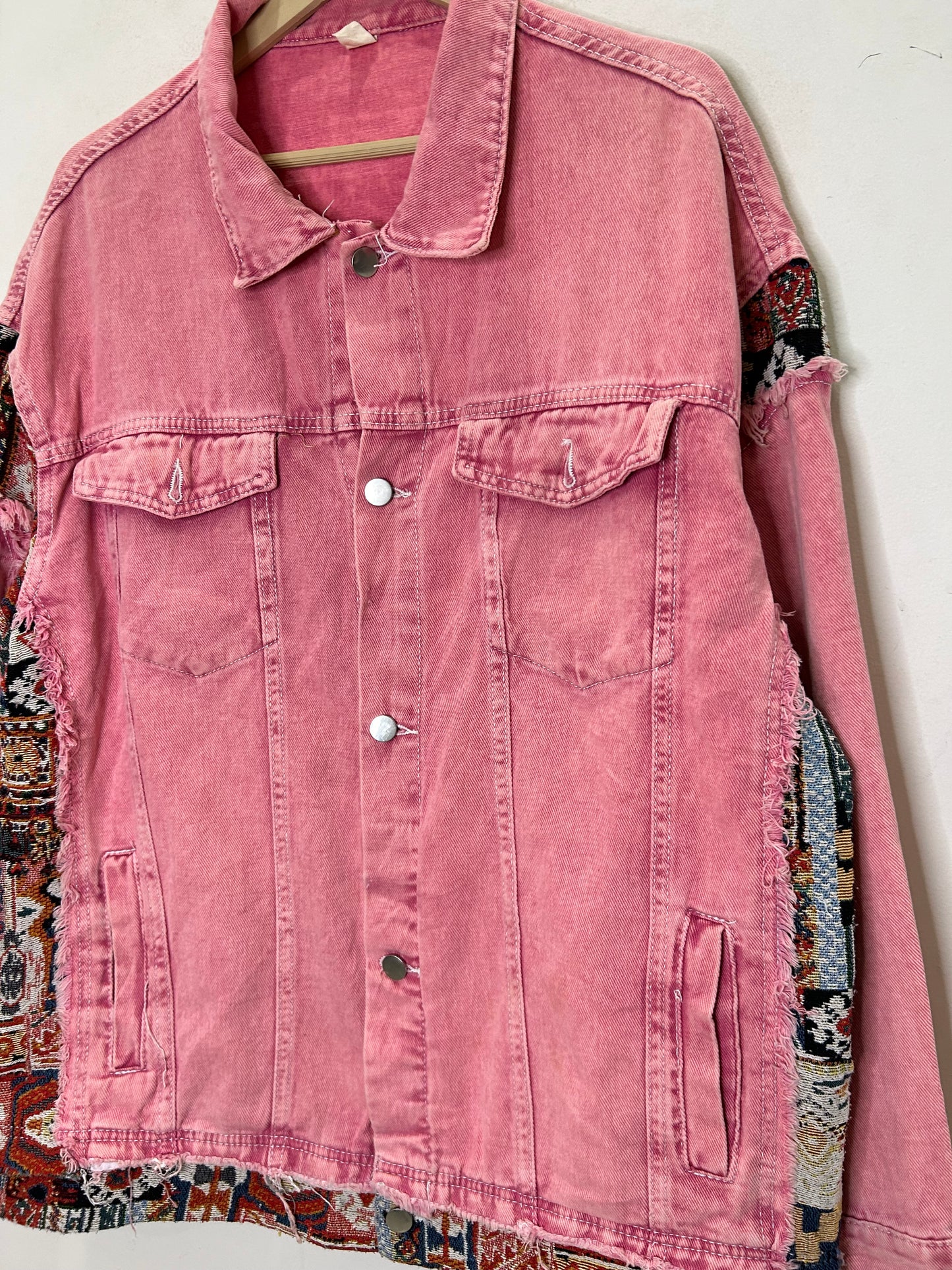 Pink Denim Jacquard Jacket