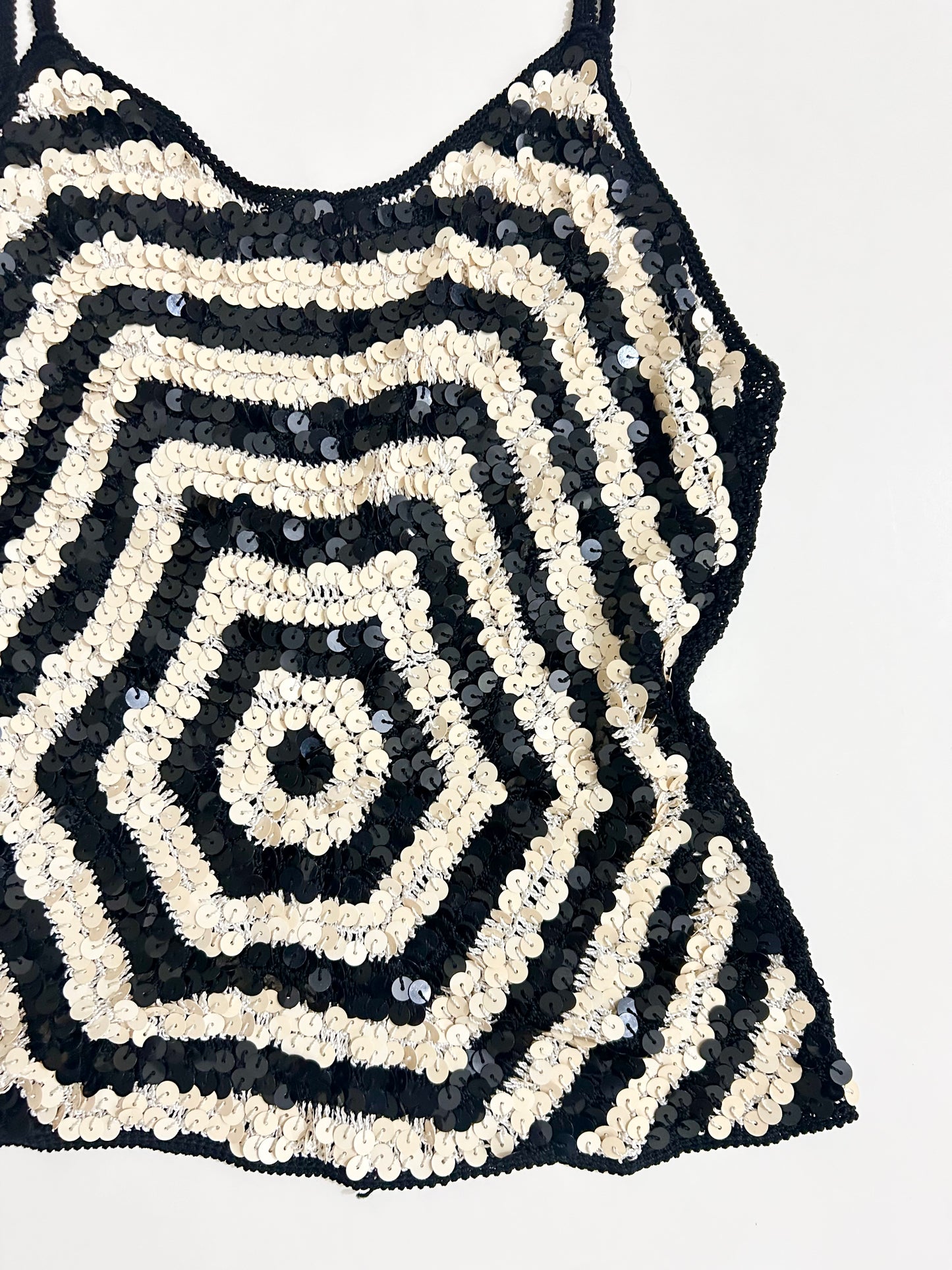 B&W Embellished Sequinned Top