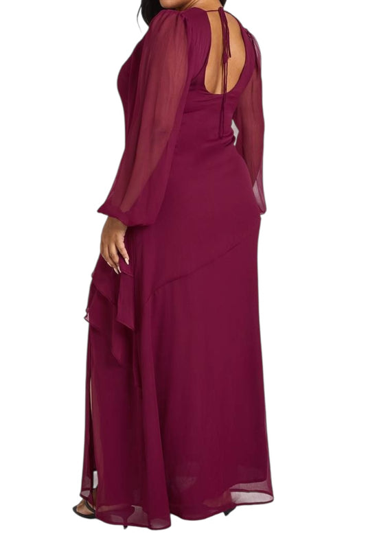 BOOHOO Chiffon Frill Maxi Dress