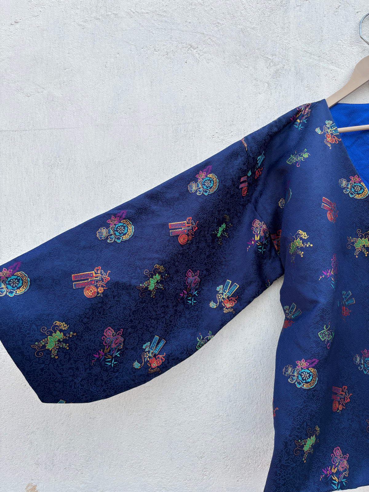 Blue Vintage Floral Jacket: 48”