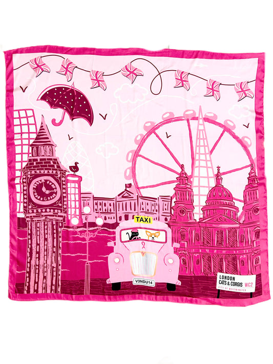 London Cats & Corgis Scarf 42”x 39”