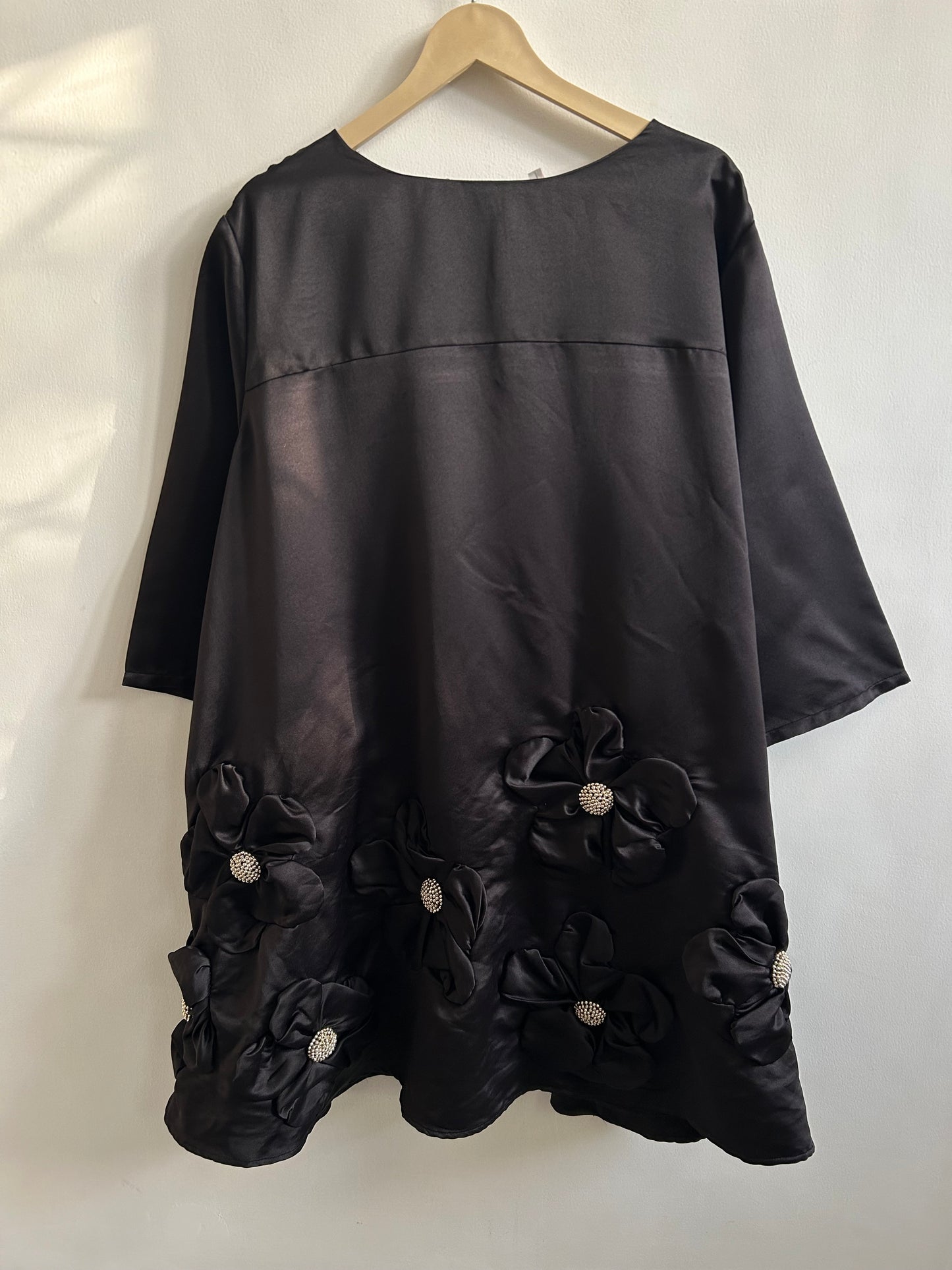 Black Beaded Floral Applique Dress
