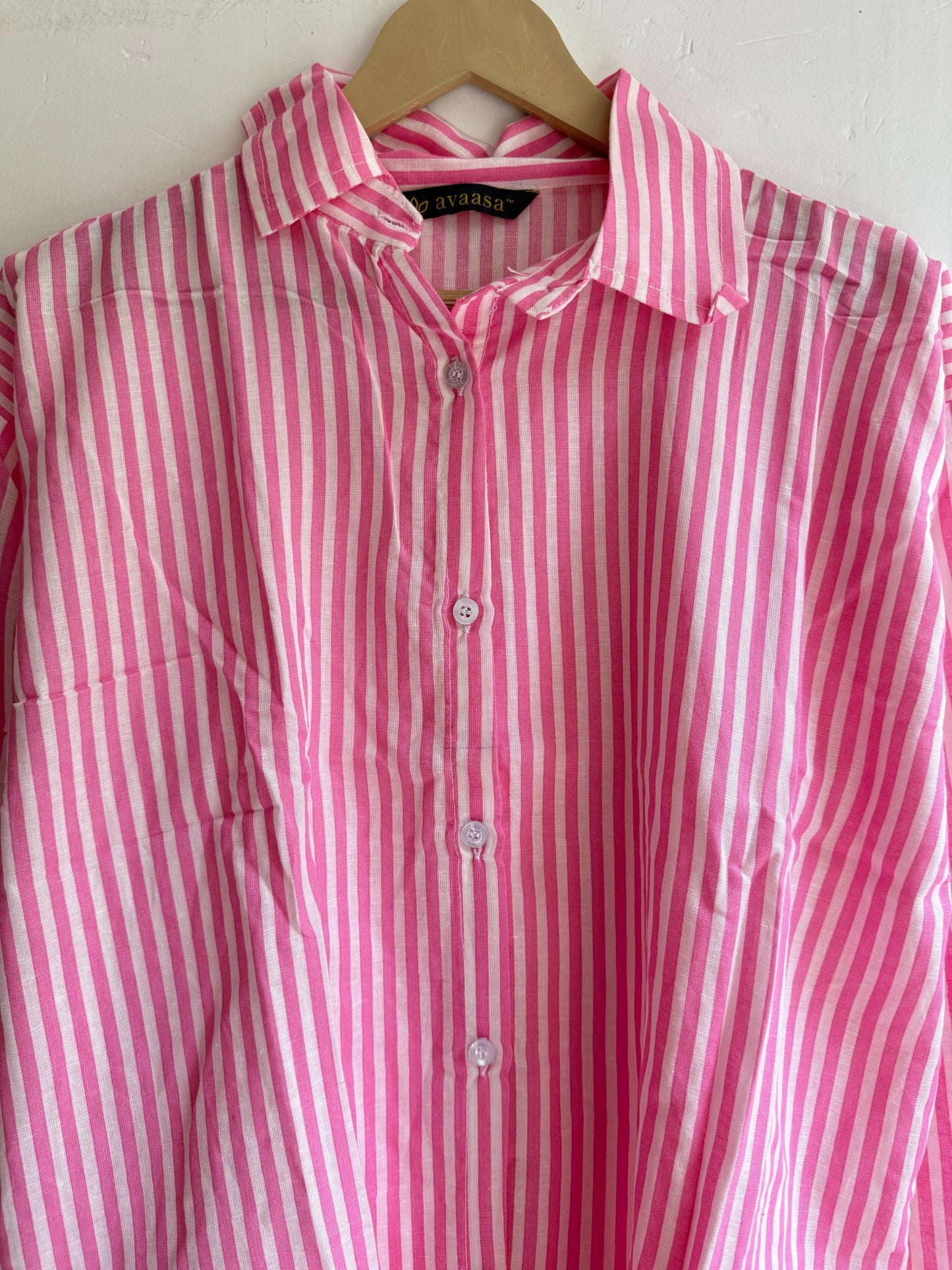 Pink Cotton Striped Shirt