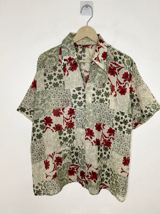 Printed Floral Shirt: Chest-48”