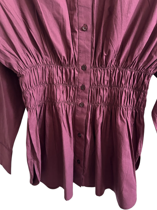 Solid Shirred Waist Shirt