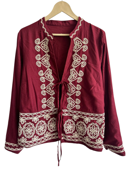 Cotton Embroidered Knot Top