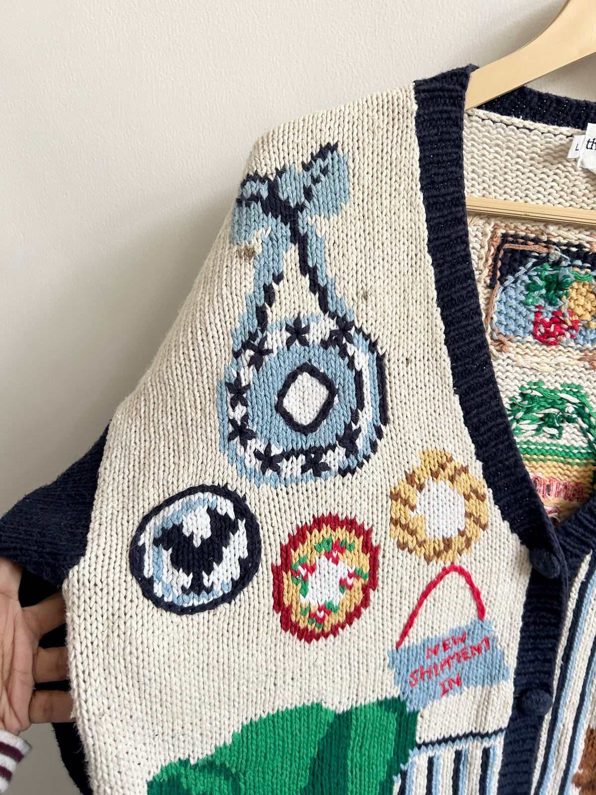 Vintage Interior Room Scene Knit Cardigan
