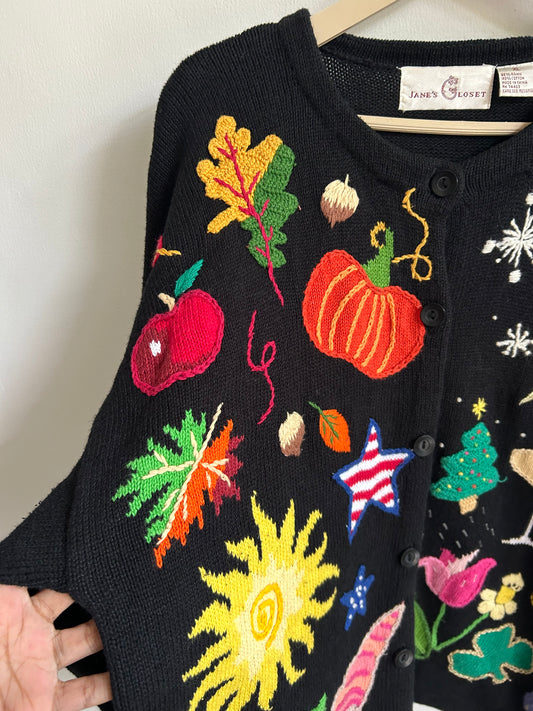 Embroidered Festive Sweater: 46”