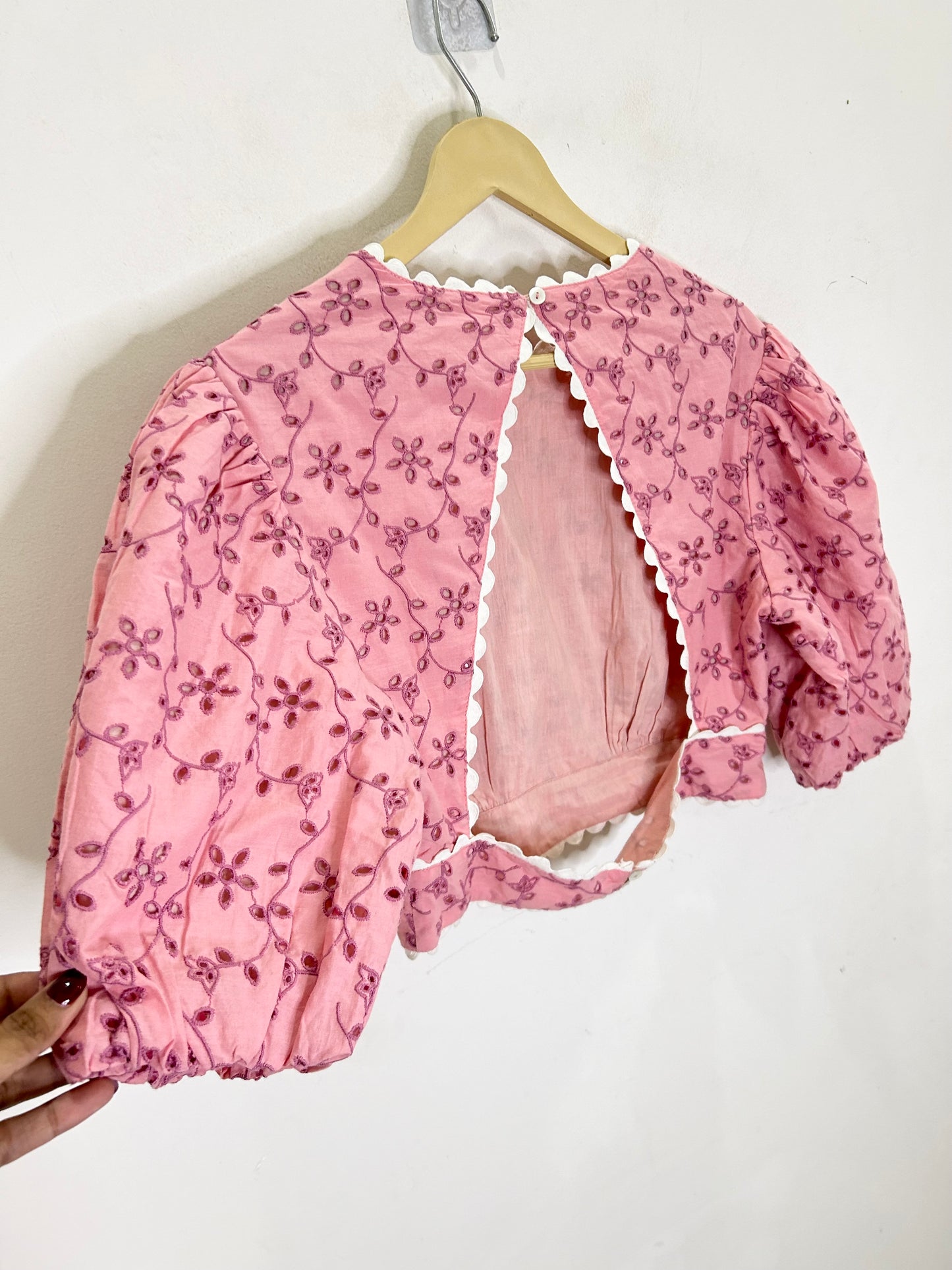 Backless Embroidered Cotton Top