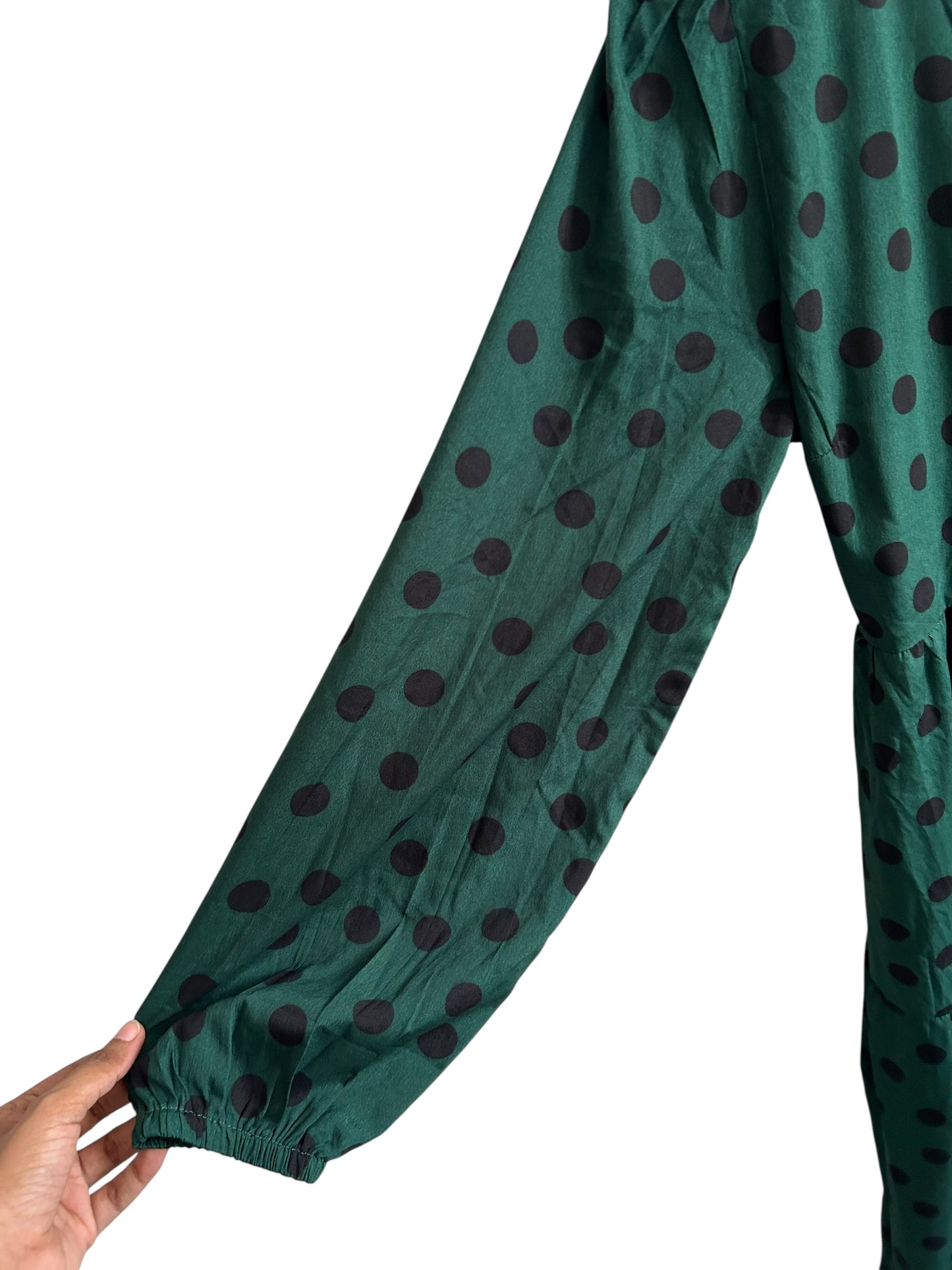 NEW LOOK Green Polka Wrap Dress