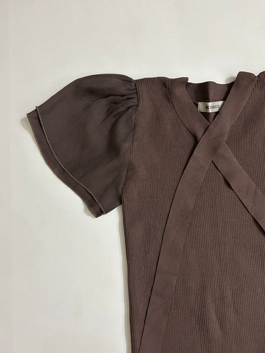 Brown Collar Strap Top