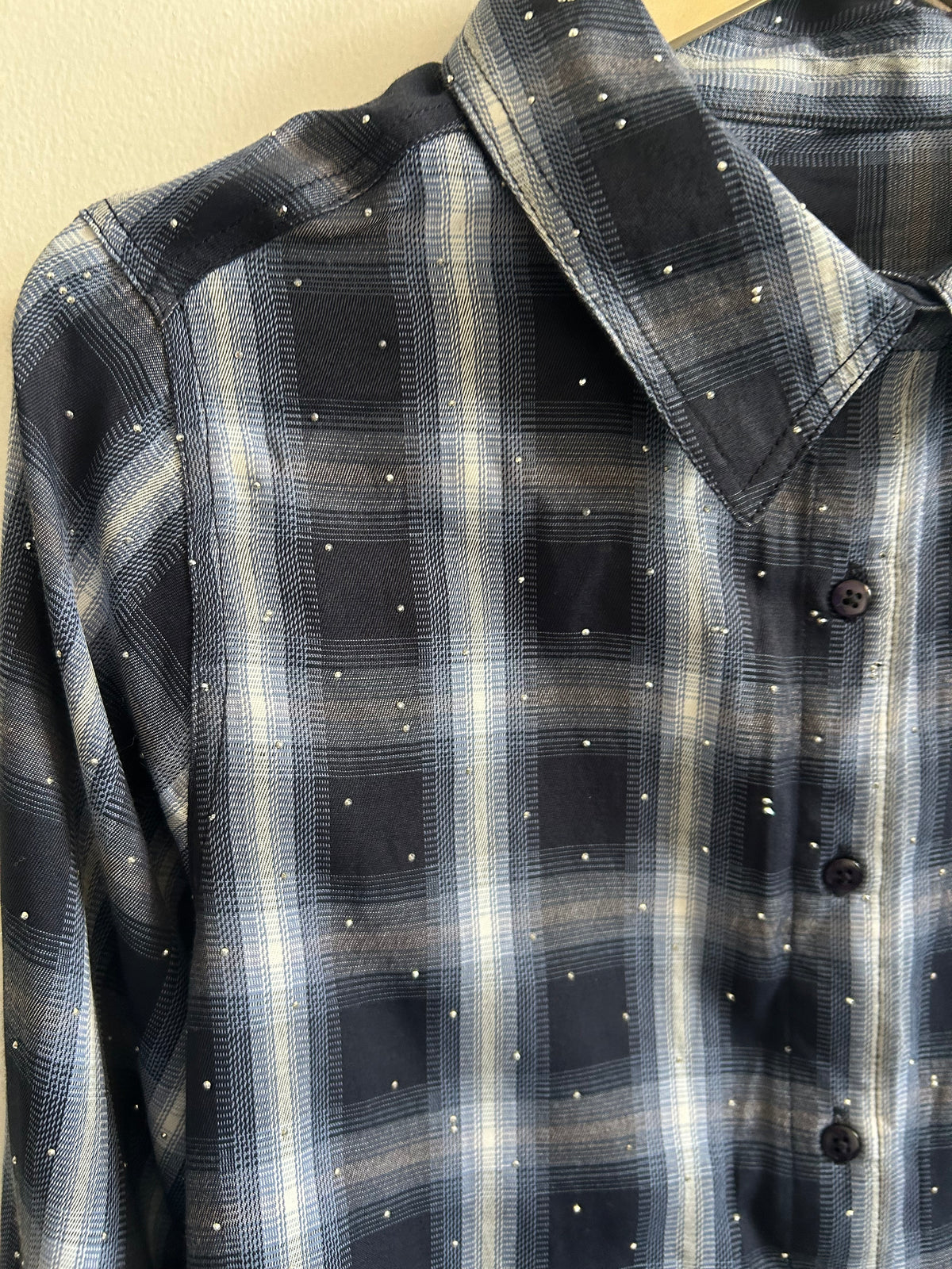 Rhinestone Check Shirt:40”